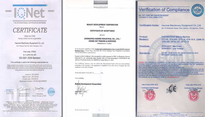 concrete batching plant certificat